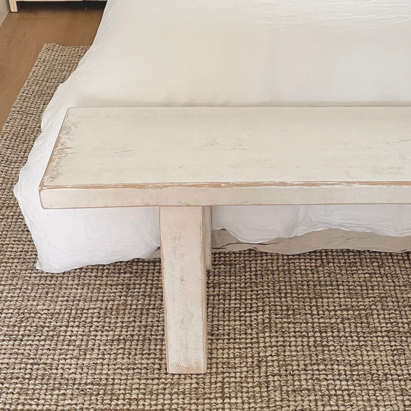 Hamptons Bench _ 180cm _ Rustic White Elm