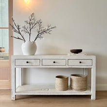 Load image into Gallery viewer, Hamptons Console | 160cm | Three Drawer + Shelf | Rustic White
