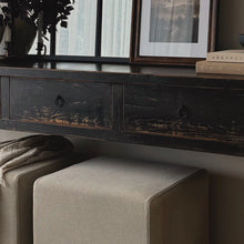 Load image into Gallery viewer, Oriental Console _ Three Drawer _ 180cm _ Rustic Black
