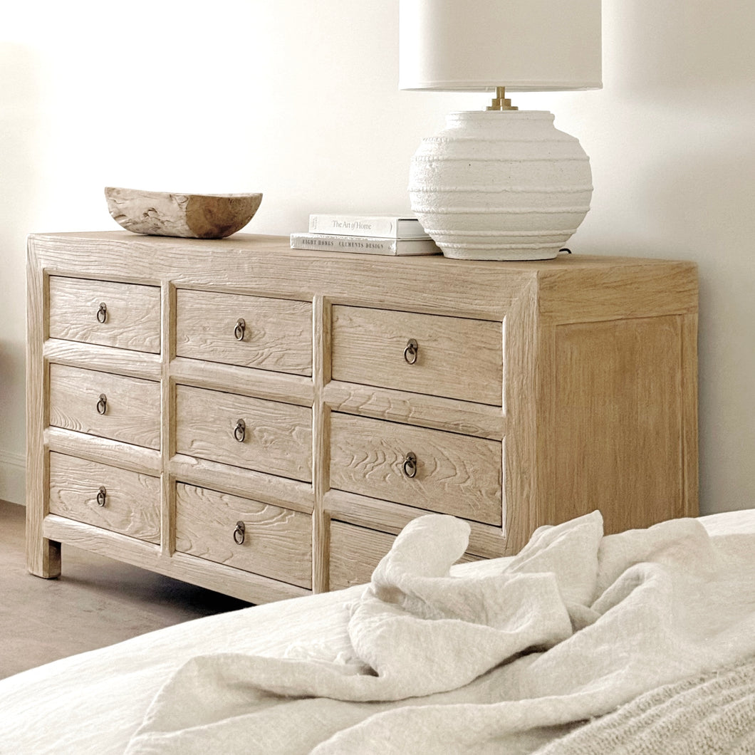 Organic Nine Drawer Chest _ Blonde Elm