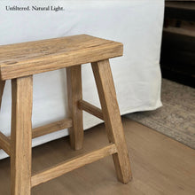 Load image into Gallery viewer, Antique Worker Stool _ Rectangle _ Honey Elm
