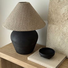 Load image into Gallery viewer, Fossil Lamp by Impreshens _ Stone Grey/Black + Textured Fabric Empire Shade
