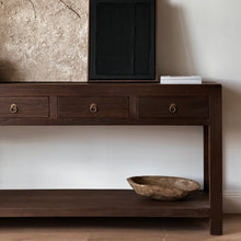 Load image into Gallery viewer, Wabi Console _ Three Drawer + Shelf _ 160cm _ Antique Brown
