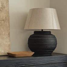 Load image into Gallery viewer, Mediterranean Lamp by Impreshens _ Australian Made _ Black + Natural Taper Shade
