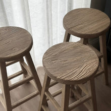 Load image into Gallery viewer, Antique Bar Stool _ Aged Elm
