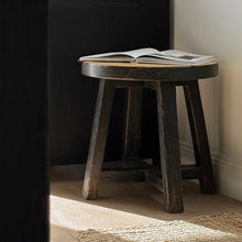 Load image into Gallery viewer, Heritage Tea Table _ Distressed Black + Honey Elm
