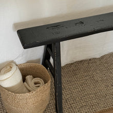 Load image into Gallery viewer, Provincial Skinny Bench _ Rustic Black _ Reclaimed Elm

