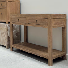 Load image into Gallery viewer, Antique Console _ 120cm _ Two Drawer + Shelf _ Aged Elm
