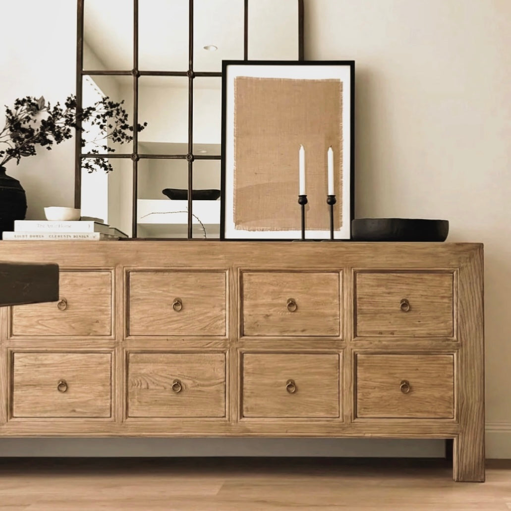Honey Elm Sideboard _ Ten Drawer