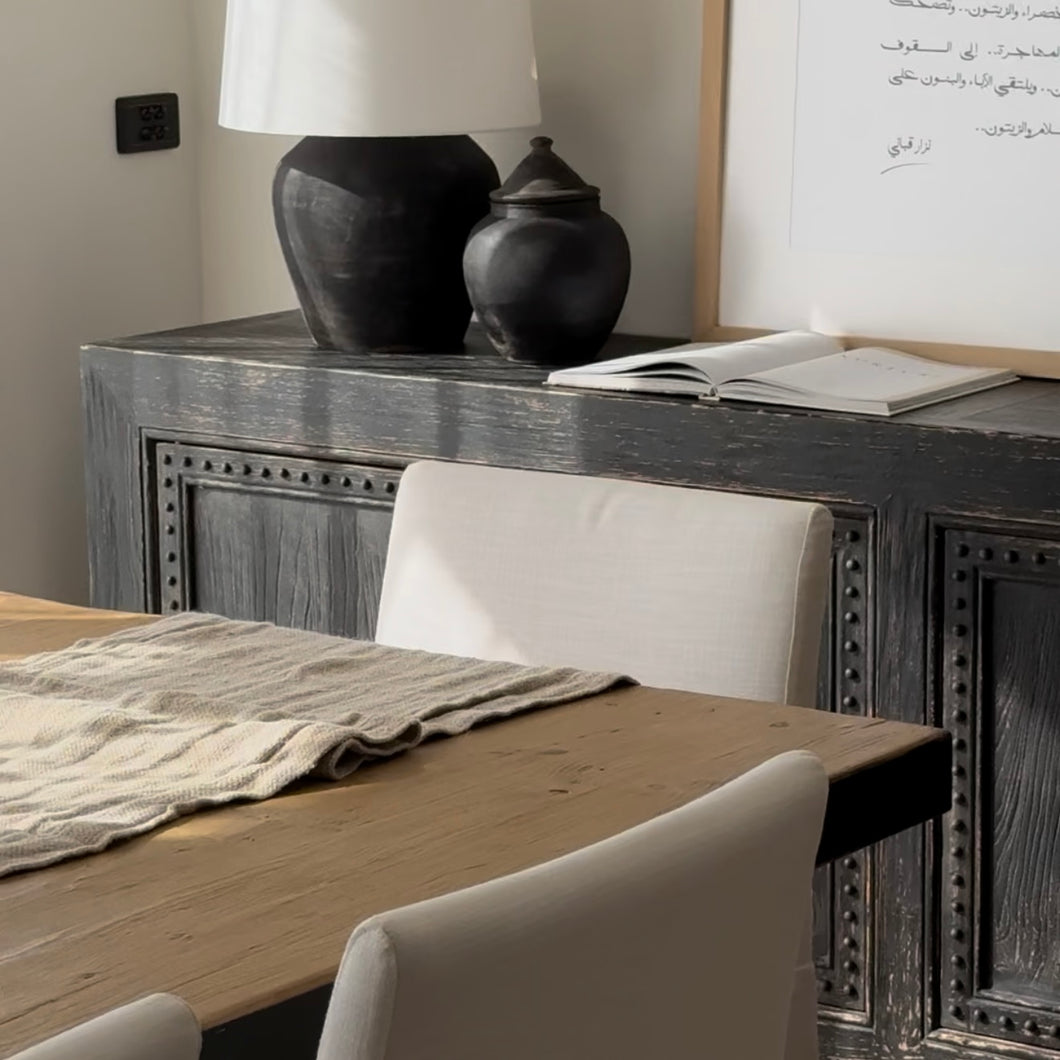 Heritage Dining Table _ 210cm _ Rustic Black + Honey Elm
