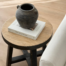Load image into Gallery viewer, Heritage Tea Table _ Distressed Black + Honey Elm
