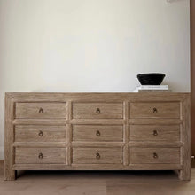 Load image into Gallery viewer, Antique Nine Drawer Chest _ Aged Elm
