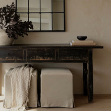 Load image into Gallery viewer, Oriental Console _ Three Drawer _ 180cm _ Rustic Black
