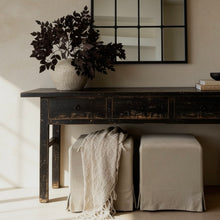 Load image into Gallery viewer, Oriental Console _ Three Drawer _ 180cm _ Rustic Black
