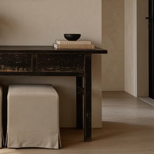 Load image into Gallery viewer, Oriental Console _ Three Drawer _ 180cm _ Rustic Black
