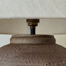 Load image into Gallery viewer, Amara Lamp by Impreshens _ Taupe Brown + Natural Linen Empire Shade
