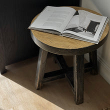 Load image into Gallery viewer, Heritage Tea Table _ Distressed Black + Honey Elm
