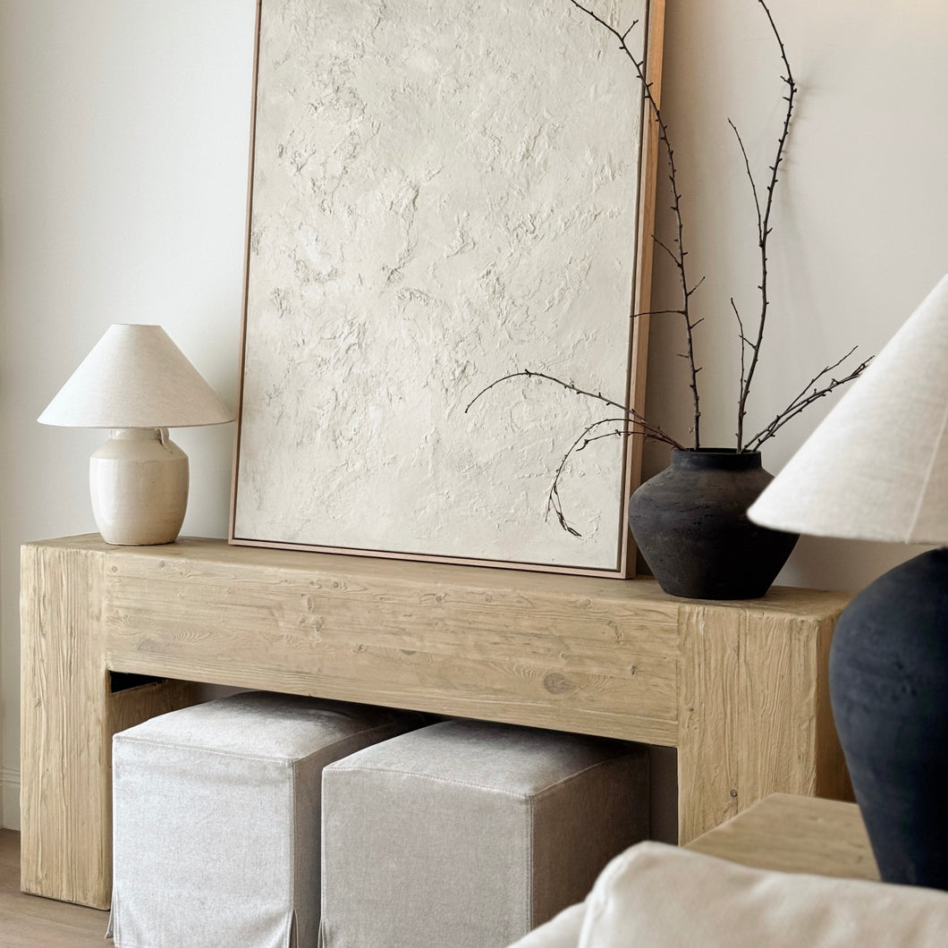 Quiet Earth Collection _ Framed Textured Canvas by Sarah Farinski _ Neutral Beige