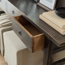 Load image into Gallery viewer, Oriental Console _ Three Drawer _ 180cm _ Rustic Black
