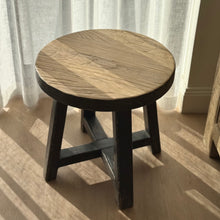 Load image into Gallery viewer, Heritage Tea Table _ Distressed Black + Honey Elm
