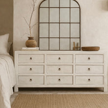Load image into Gallery viewer, Hamptons Chest _ Nine Drawer _ Rustic White
