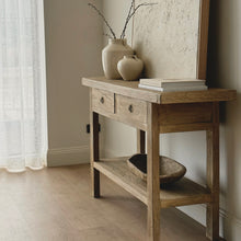 Load image into Gallery viewer, Honey Elm Artisan Console _ 130cm _ Drawers + Shelf
