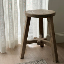 Load image into Gallery viewer, Antique Worker Stool _ Star Base _ Natural Elm
