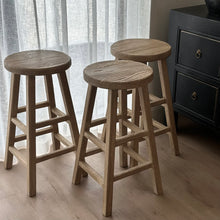 Load image into Gallery viewer, Antique Bar Stool _ Aged Elm

