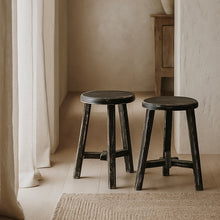 Load image into Gallery viewer, Heritage Worker Stool _ Star Base _ Distressed Black
