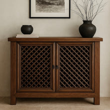 Load image into Gallery viewer, Antique Lattice Cabinet _ Brown Elm
