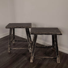Load image into Gallery viewer, Provincial Worker Stool _ Rectangle _ Distressed Black
