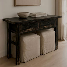 Load image into Gallery viewer, Oriental Console _ Two Drawer _ 120cm _ Rustic Black
