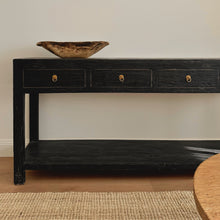 Load image into Gallery viewer, Heritage Console _ Three Drawer + Shelf _ Textured Black
