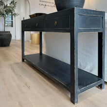 Load image into Gallery viewer, Provincial Console | 160cm | Three Drawer + Shelf | Black Elm
