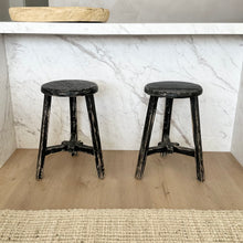 Load image into Gallery viewer, Provincial Worker Stool _ Star Base _ Rustic Black
