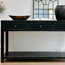 Load image into Gallery viewer, Provincial Console | 160cm | Three Drawer + Shelf | Black Elm
