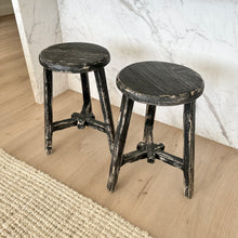 Load image into Gallery viewer, Provincial Worker Stool _ Star Base _ Rustic Black
