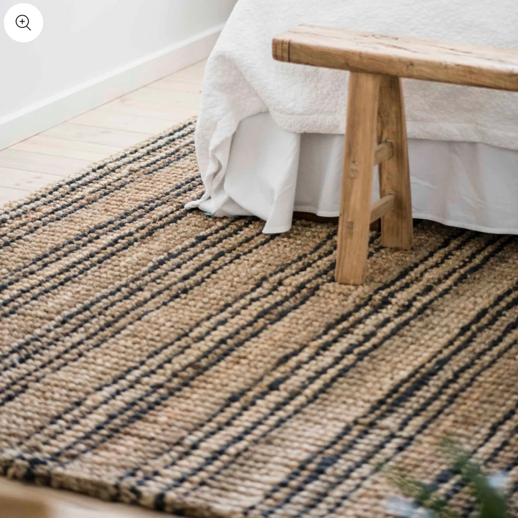 Rug _ Organic Jute _ Heritage Black Stripe