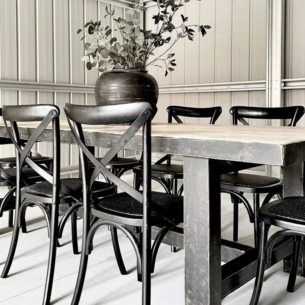 Heritage Elm Dining Table | Black + Natural Top