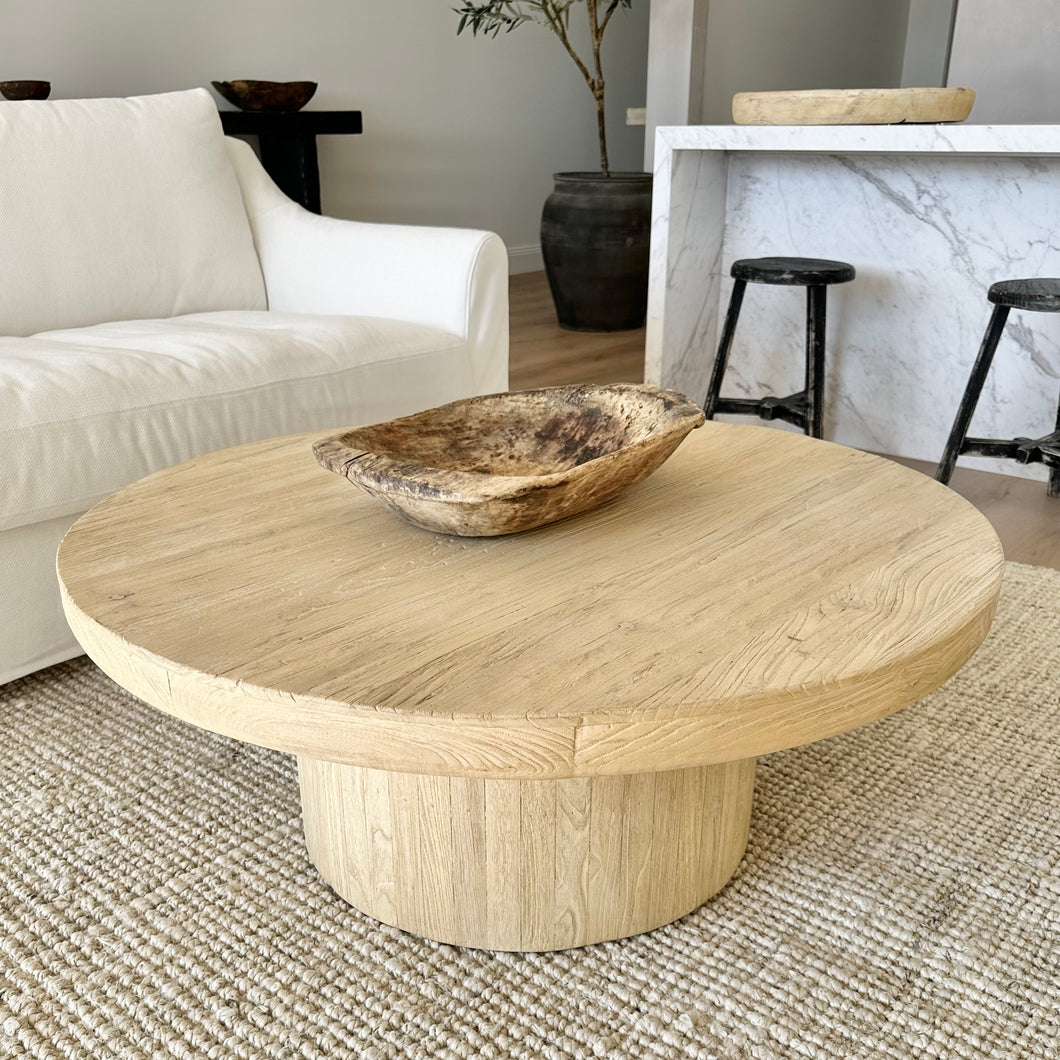 Organic Platform Round Coffee Table | 100cm | Blonde Elm